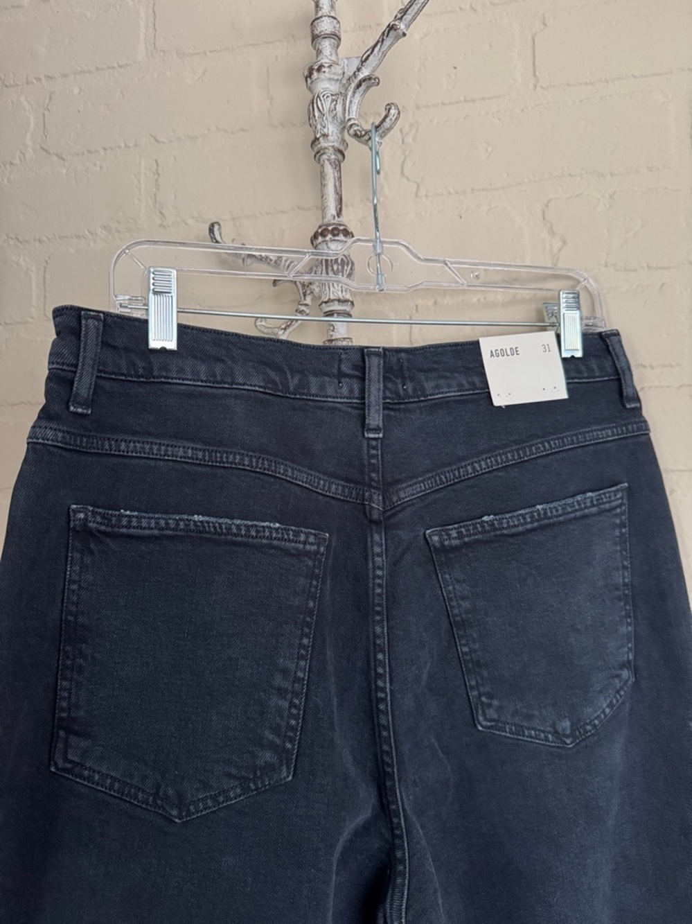 AGOLDE Pinch Waist High Rise Kick Jeans Realm Black NEW 31 distressed - Picture 5 of 10
